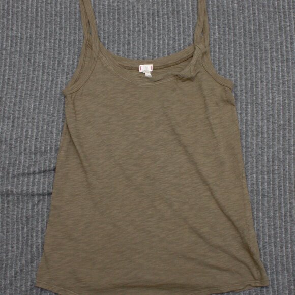 T La Sleeveless Top Olive Green Small USA Made - Picture 2 of 4